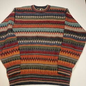 Waliki Multicolor Geometric Wool Knit Pullover Sweater | Men’s Classic | L